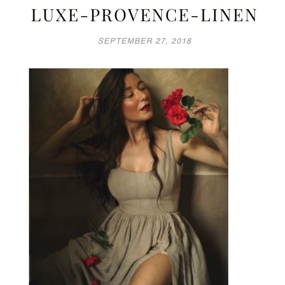 Luxe Provence Marianne Linen Dress-Jamie Beck capsule collection Stone Lg - Picture 3 of 9